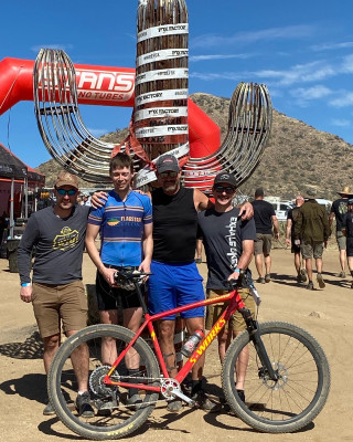 Lee's on a 4 man mountain bike team for a 24 hour race.