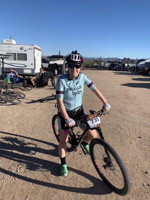 Elizabeth getting ready to go out for a lap at a 12 hour race.