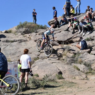 Lee going down a technical section in a 24 hour race.