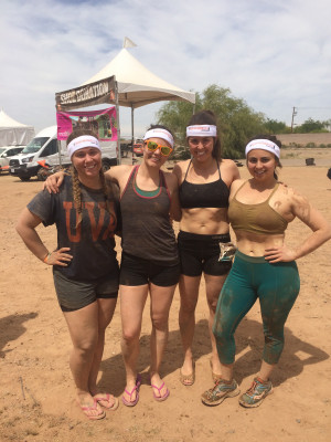 Elizabeth and friends running a tough mudder.