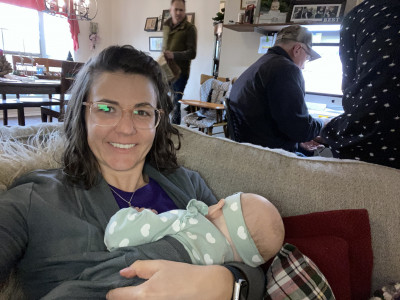Elizabeth snuggling with her youngest niece.