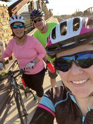 Lee's parents on a ride with Elizabeth. We just love the outdoors.
