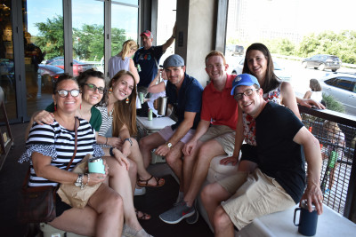 Elizabeth's siblings and spouses hanging out in Austin. 