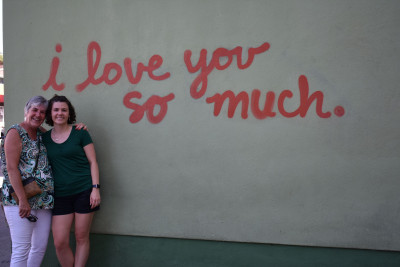 Elizabeth and her mom hanging out in Austin.