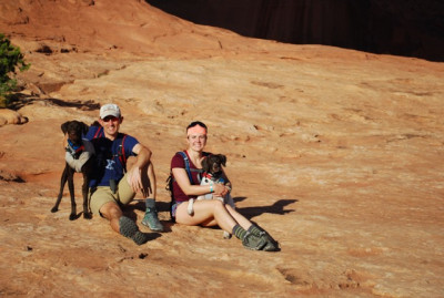 Along naturally formed arches near Moab.