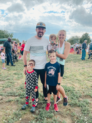 The boys supporting Elizabeth at her triathlon.