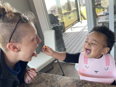 Sharing dinner with Mom