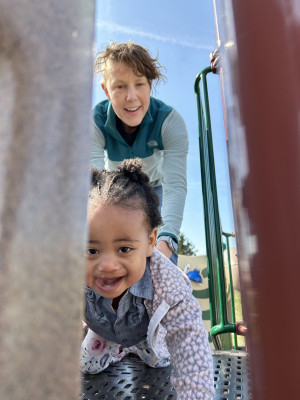 Playing on the playground.