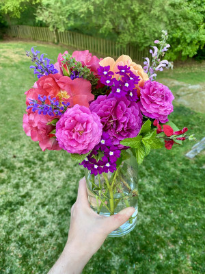 We love to garden! Fresh flowers from our backyard!