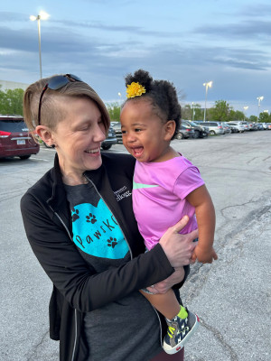Running and laughing on a beautiful evening!