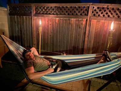Austin and Dougie maxin’ and relaxin’ in the hammock