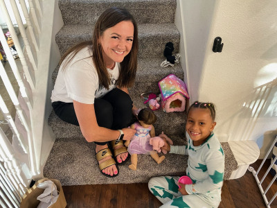 Aunt Paige brought birthday presents on her last visit!