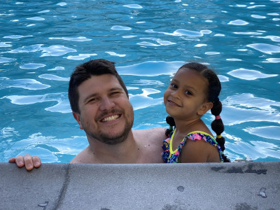 Evening swim with Dad