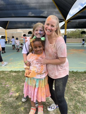 Color run fun at school. Rachel and the girls!
