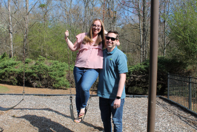 You're never too old to play on the swings! 