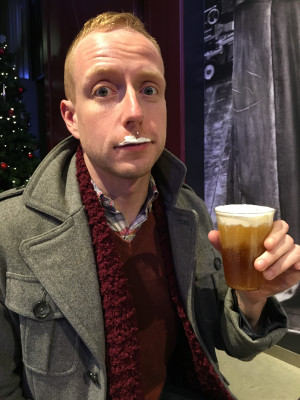 Enjoying some butterbeer at the Harry
Potter movie studios in London