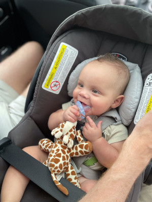 Sharing a smile in the car