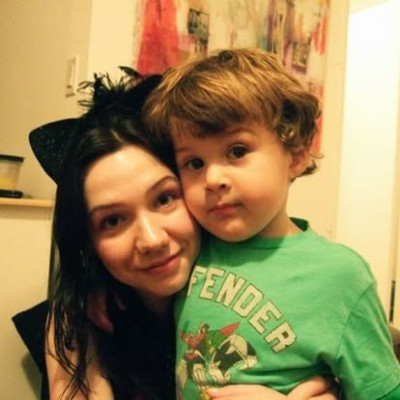 Kaye with her godson Sam.