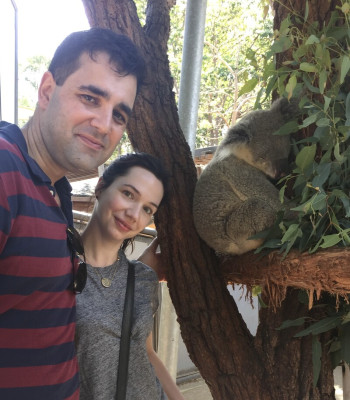 Meeting a koala at the zoo in Australia.