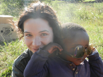 Kaye with her student Asanda, who was obsessed with sunglasses!
