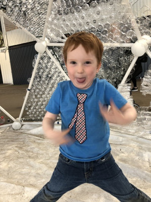 Taking our nephew Oliver to an art installation.