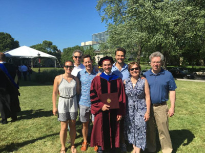 Graduation day with Jim's parents, Katie and Chris, brother Mike and his wife, Lisa, and Uncle Bill 