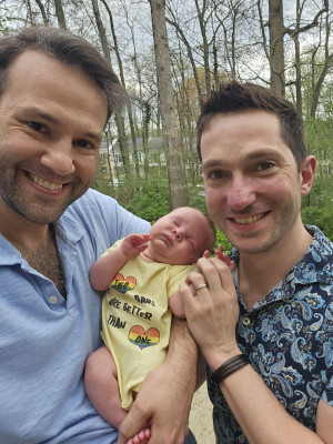 Newborn Henry! Two dads are better than one!