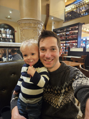 Enjoying ice cream with Baba 