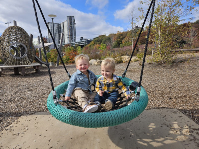 Playground time with Henry's best friend