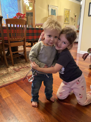 Henry loves his cousin, Alexandra! 