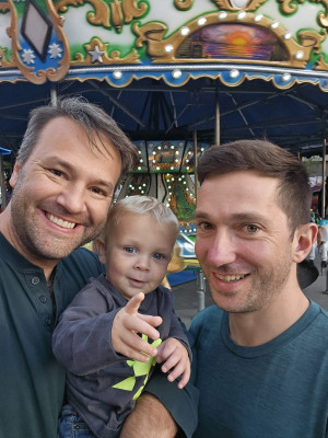 Henry wants to take his little brother or sister on the local carousel!
