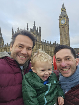 Henry loved seeing London, England with his dads 