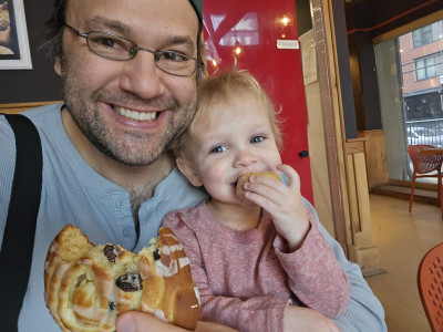 Pastry treat with Dada before school