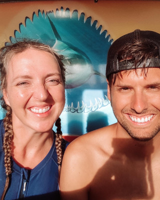 One of the times we swam with sharks!