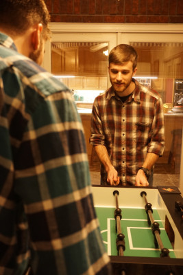 Foosball with Aaron's family