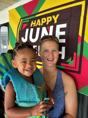 Momma and Lena loving lake time during Juneteenth weekend