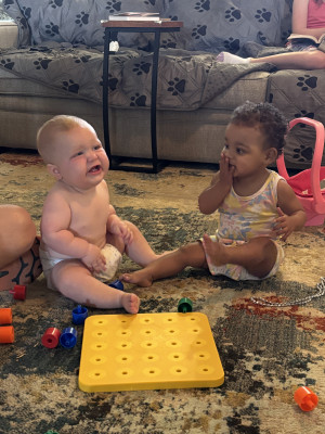 Getting bigger with our cousin!
